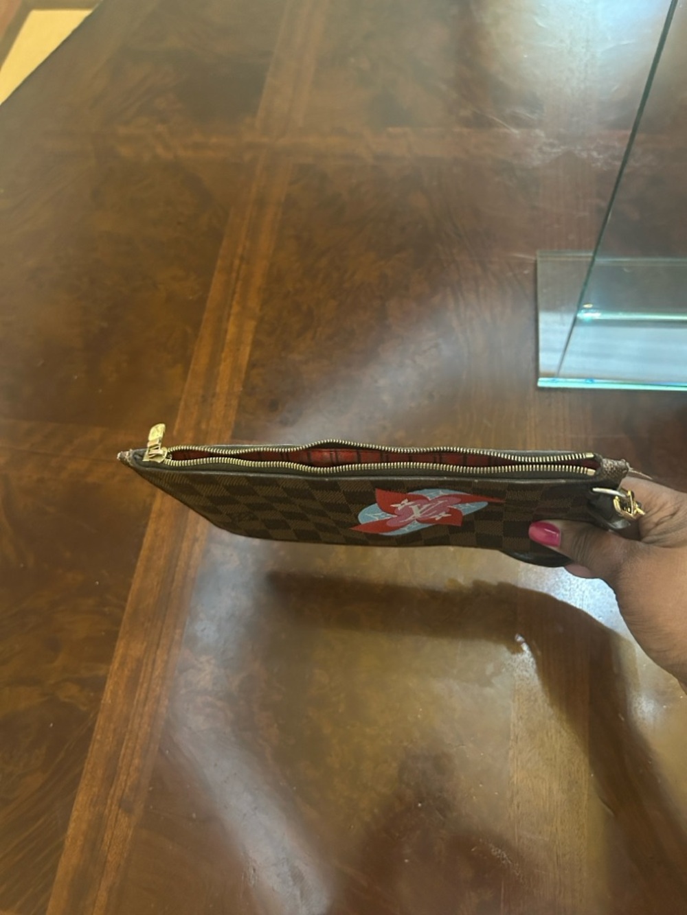 Louis Vuitton Damier Ebene Wristlet Pouch (Custom Design) - Picture 7 of 11